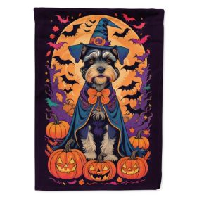 Schnauzer Witchy Halloween House Flag Large Porch Sleeve Pole Decorative Outside Yard Banner Artwork Wall Hanging, Polyester, House Size, Multicolor