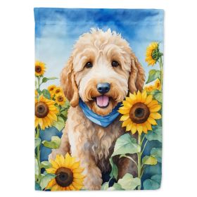 Goldendoodle in Sunflowers Garden Flag Mailbox Flag Decorative Yard Flag Banner Outside Patio Artwork Yard Flower Beds, Garden Size, Multicolor
