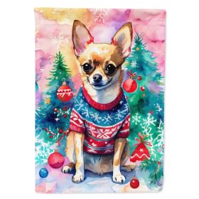 Chihuahua Christmas House Flag Large Porch Sleeve Pole Decorative Outside Yard Banner Artwork Wall Hanging, Polyester, House Size, Multicolor