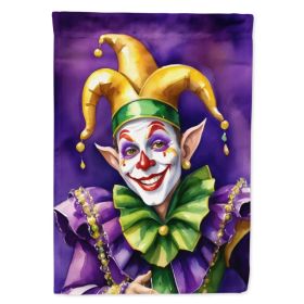 Jester Mardi Gras House Flag Large Porch Sleeve Pole Decorative Outside Yard Banner Artwork Wall Hanging, Polyester, House Size, Multicolor