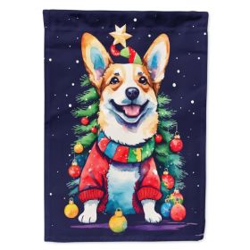 Corgi Christmas House Flag Large Porch Sleeve Pole Decorative Outside Yard Banner Artwork Wall Hanging, Polyester, House Size, Multicolor