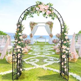 Garden Arbor with Gate with Multiple Side Crossbars and 4 Sharp Ground Stakes
