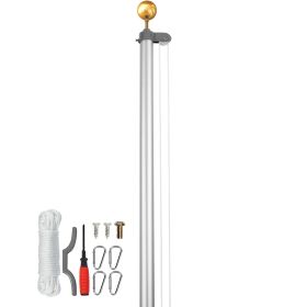 20FT Sectional Flag pole Kit, Heavy Duty Aluminum Alloy in Ground Flag poles for Outside, 3 Display Modes Flagpole with 3x5 American Flag (Type: Socket Type (Segmented), Height: 20 ft)