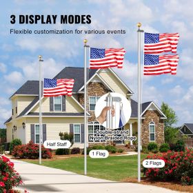 25FT Sectional Flag pole Kit, Heavy Duty Aluminum Alloy in Ground Flag poles for Outside, 3 Display Modes Flagpole with 3x5 American Flag (Type: Socket Type (Segmented), Height: 25 feet)